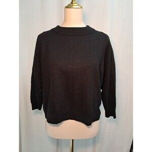 J. Crew Size S Wool Blend Wider Crewneck Sweater Relaxed Fit Black